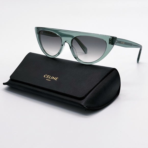 NEW CELINE CL40228I 93B CELINE GREEN GREY GRADIENT CAT EYE WOMEN SUNGLASSES - Picture 1 of 10